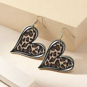 Heart-Shaped Leopard Print Earrings